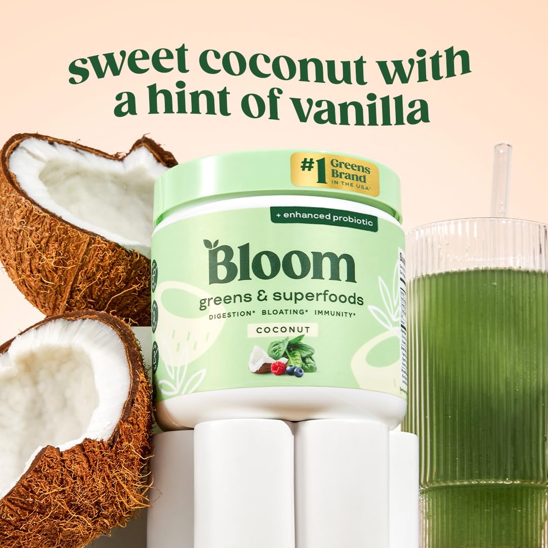 Bloom Nutrition greens powder scoop showing easy, consistent daily servings
