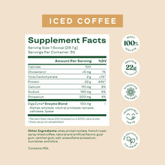 Bloom Nutrition Whey Isolate Iced Coffee glass illustrates refreshing flavor and protein when blended