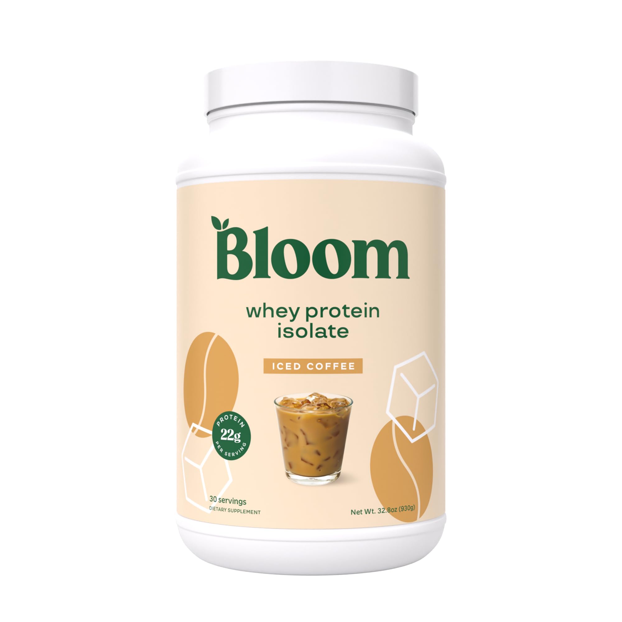 Bloom Nutrition Whey Isolate Iced Coffee tub supports post-workout recovery with high-quality protein