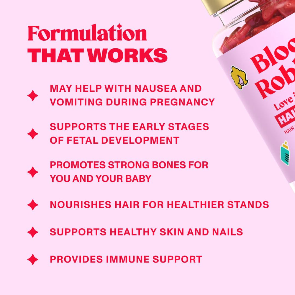Bloom Robbins Hair Gummy postpartum support focus on hair health after birth