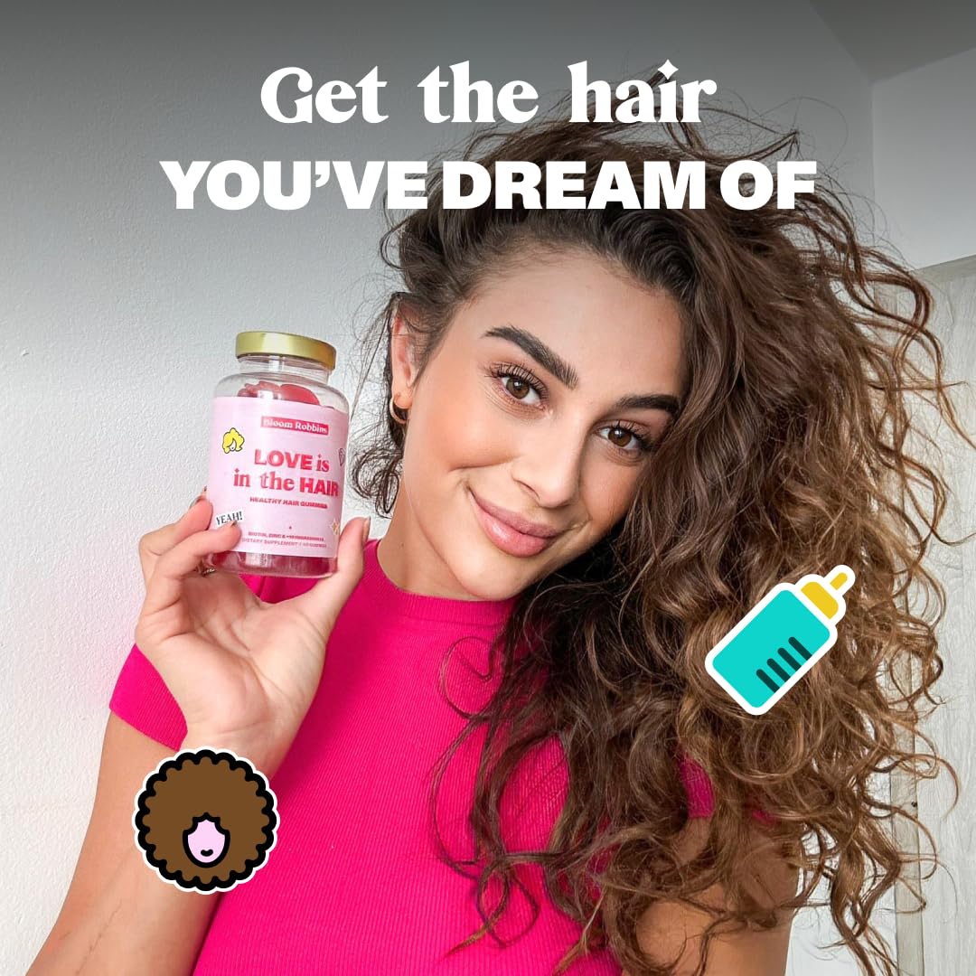Bloom Robbins postnatal hair support gummies for ongoing hair vitality after birth.
