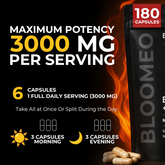 Bloomeo beef organ capsules closeup highlighting convenient daily energy support.