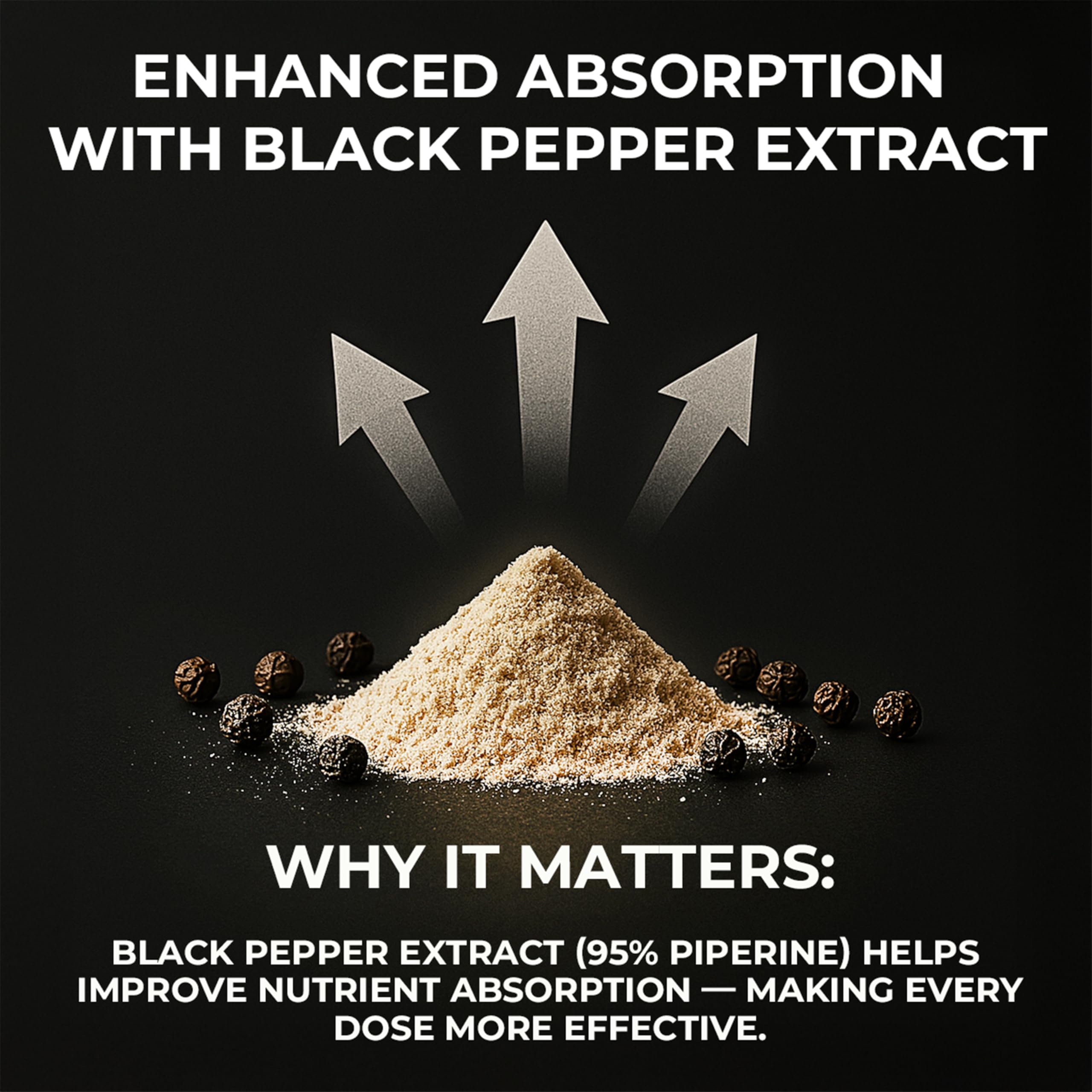 Bloomeo black pepper extract boosts absorption of key nutrients.