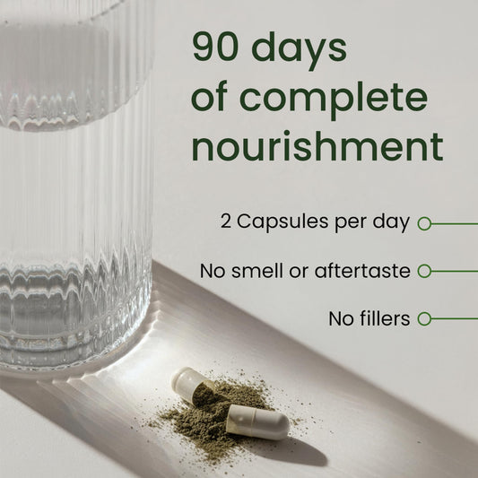 Bloomeo super greens and antioxidant fruits blend supports gentle detox and wellness.