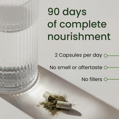 Bloomeo super greens and antioxidant fruits blend supports gentle detox and wellness.