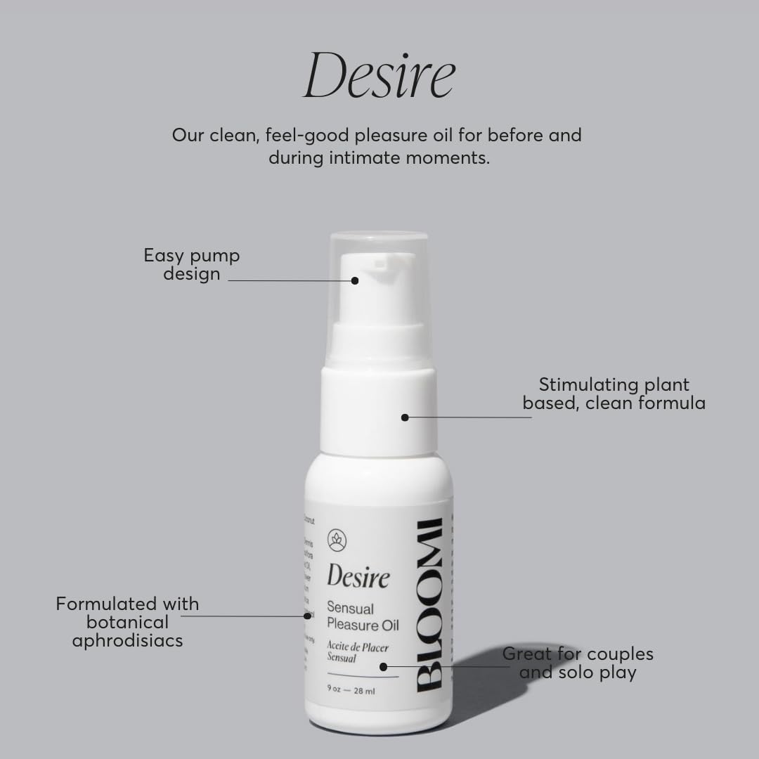 Bloomi Desire Body Oil in hand—silky glide and fast absorption for dry skin.