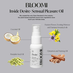 Bloomi Desire Body Oil pump dispense—easy to pour and apply for quick relaxation massage.
