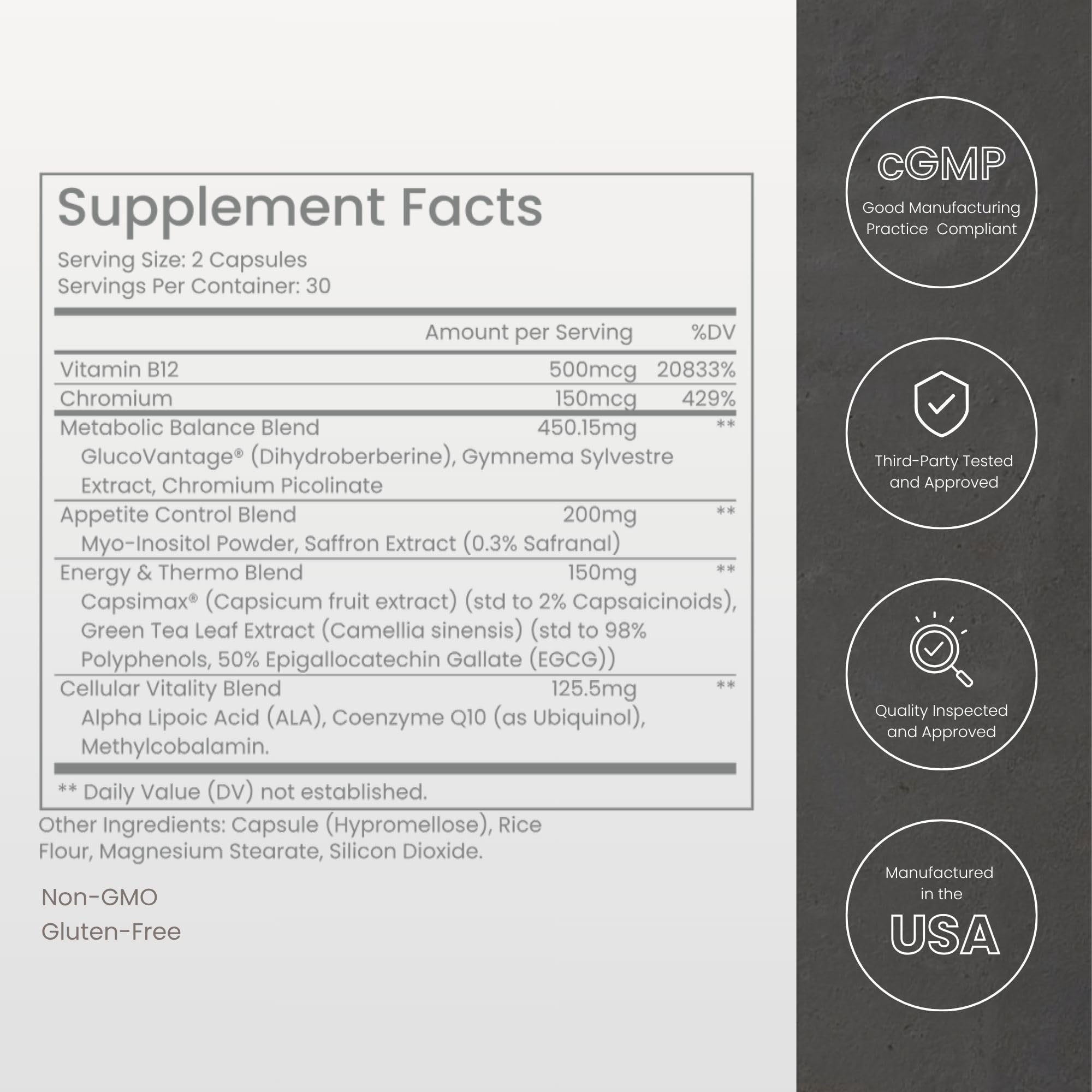 BloomMD GLP-1 packaging with vegan non-GMO and GMP facility badge