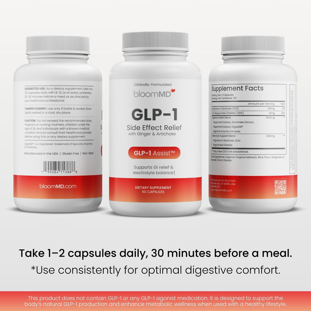 BloomMD non-GMO gluten-free symbol with GMP facility context