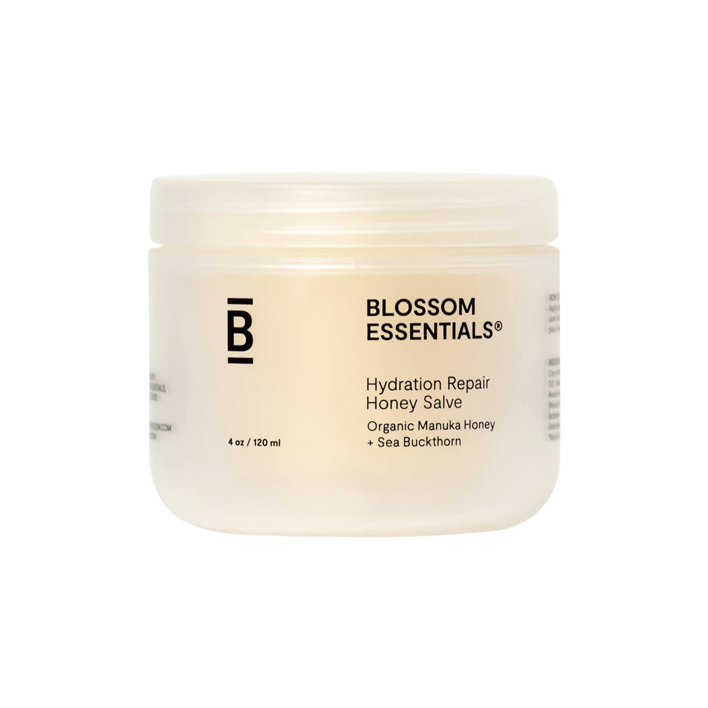 Blossom Essentials Honey Salve bottle front showing rich hydration for dry skin