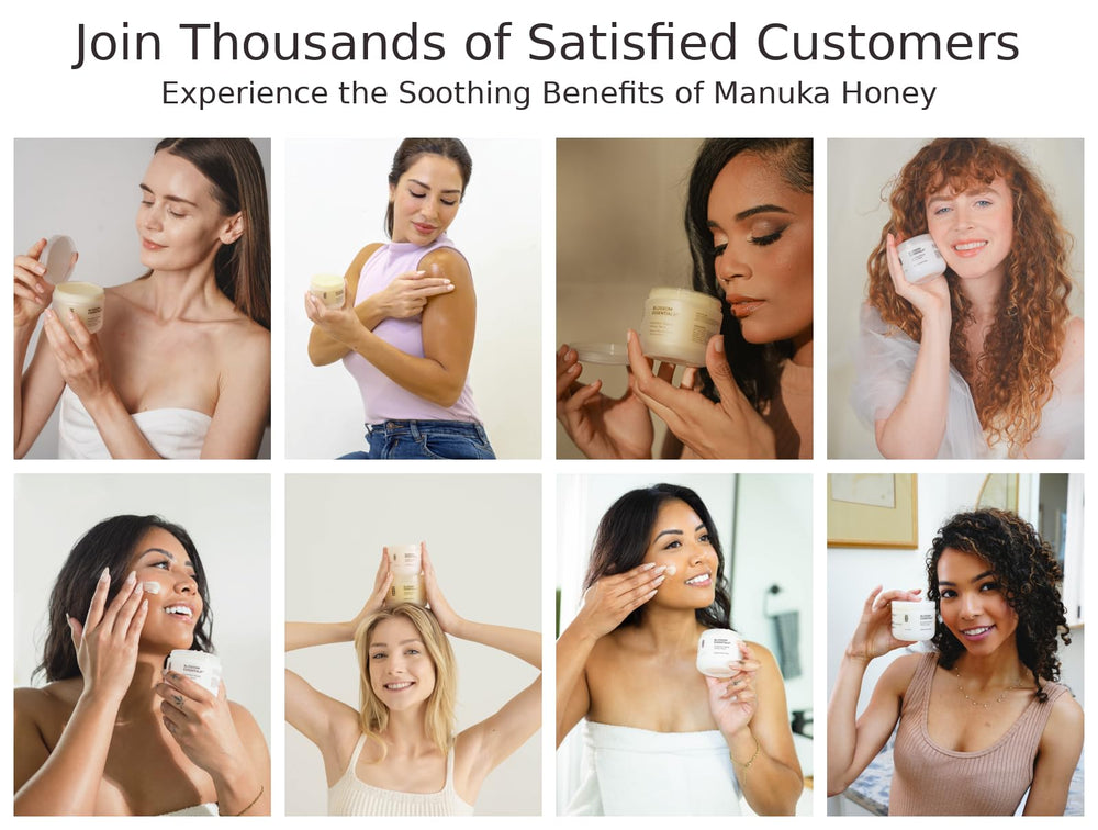 Blossom Essentials Honey Salve hands applying balm for self-care