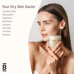 Blossom Essentials Honey Salve jar closeup with creamy texture