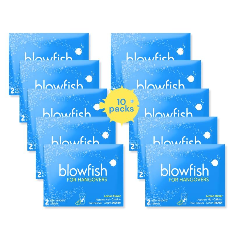 Blowfish hangover envelopes packaging provides a sleek party favor and refreshing morning option