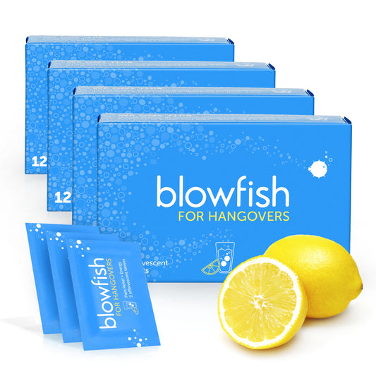 Blowfish hangover tablets dissolving in water for fast relief