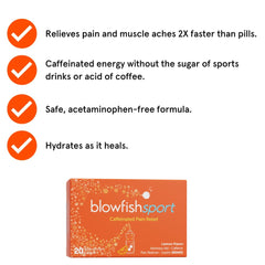 Sport bottle with Blowfish Sport label ready for training.