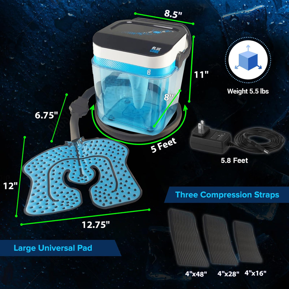 Blue Cube Circulating Ice Machine portable and quiet for on-the-go recovery.