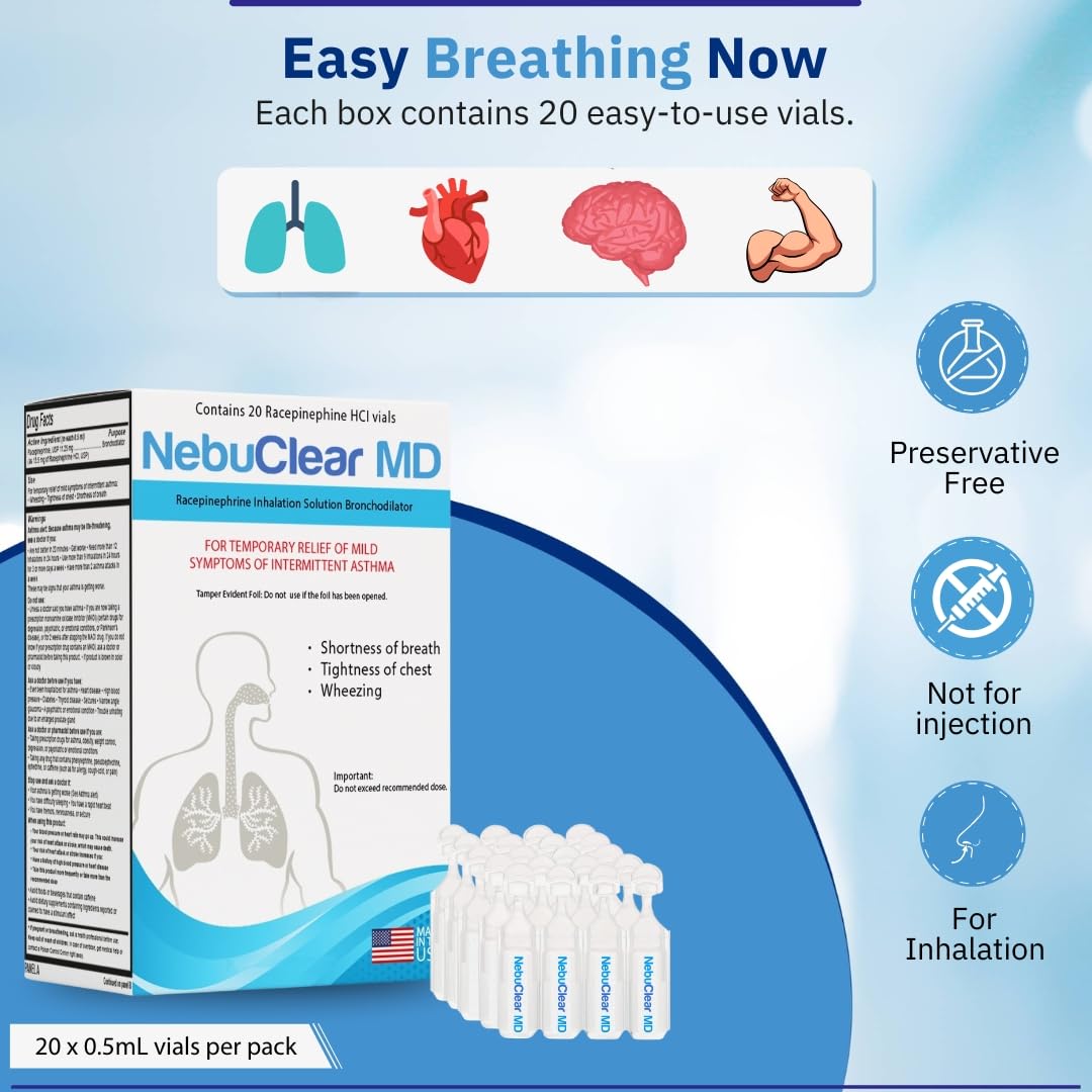 Blue Echo Care NebuClear MD preservative-free formula for gentle inhalation.