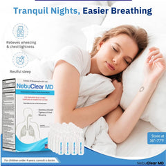Blue Echo Care NebuClear MD unit-dose vials emphasize cleanliness and portability.