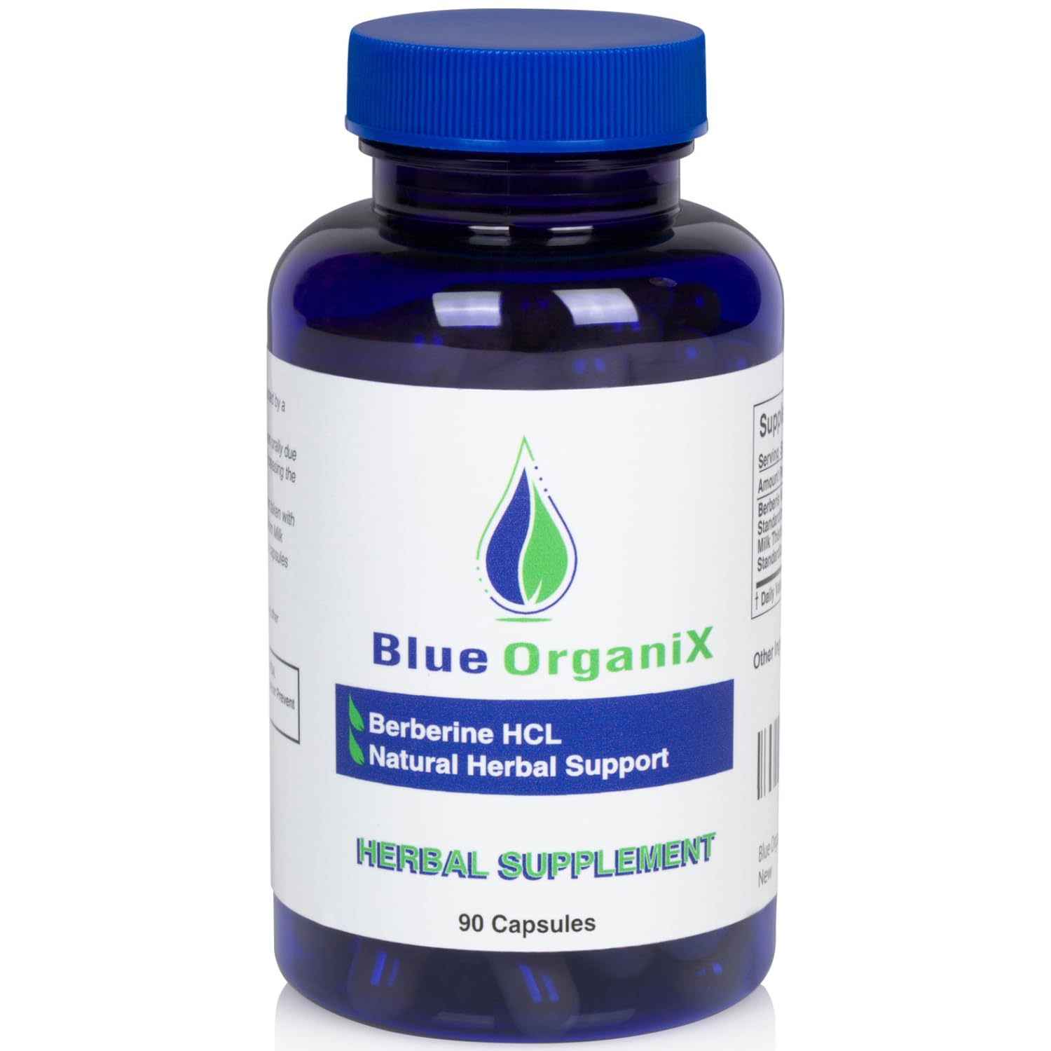 Blue Organix Berberine with Milk Thistle bottle front for natural wellness support