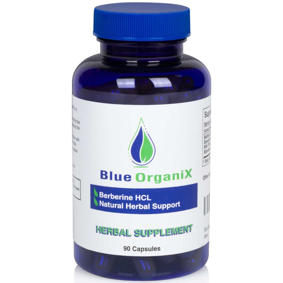 Blue Organix Berberine with Milk Thistle bottle front for natural wellness support