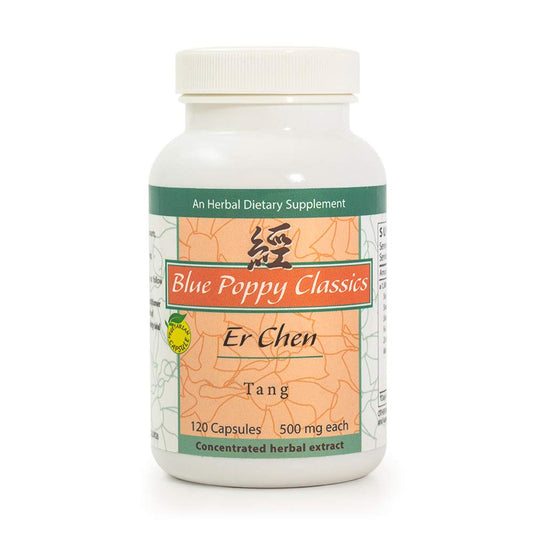 Blue Poppy Er Chen Tang bottle with 120 capsules for daily herbal support.