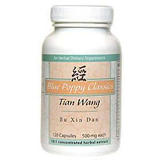 Blue Poppy Tian Wang Bu Xin Dan bottle with herbal capsules for daily wellness