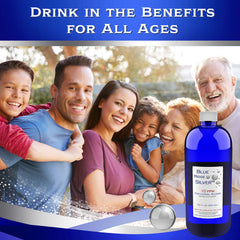 Blue Ridge Silver 10 ppm bottle label highlights purity and batch-tested quality.