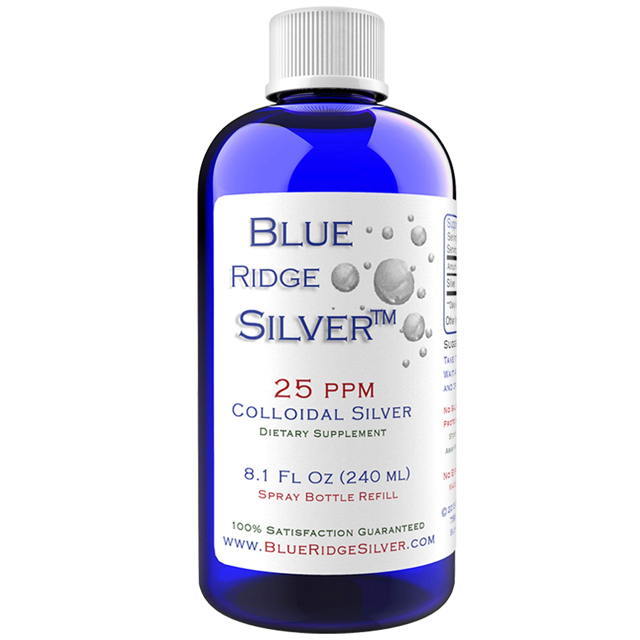 Blue Ridge Silver 25 ppm bottle 8oz ready for daily use.