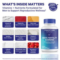 Close-up of Blue Stork gummies highlighting vitamins for energy and hormonal balance.