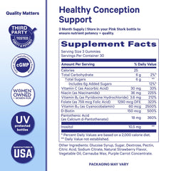 Close view of folic acid and inositol in Blue Stork formula.