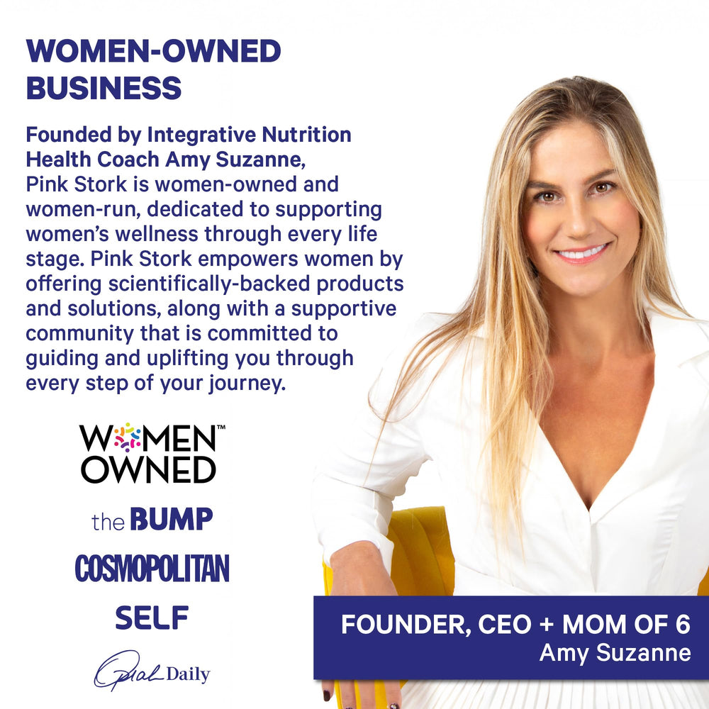 Packaging shot of Blue Stork’s male fertility supplement for couples TTC.