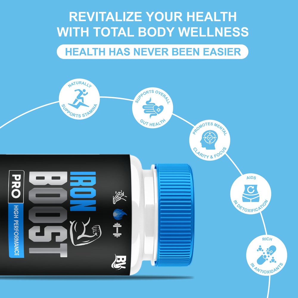 Gym scene with Iron Boost Pro for an active lifestyle.