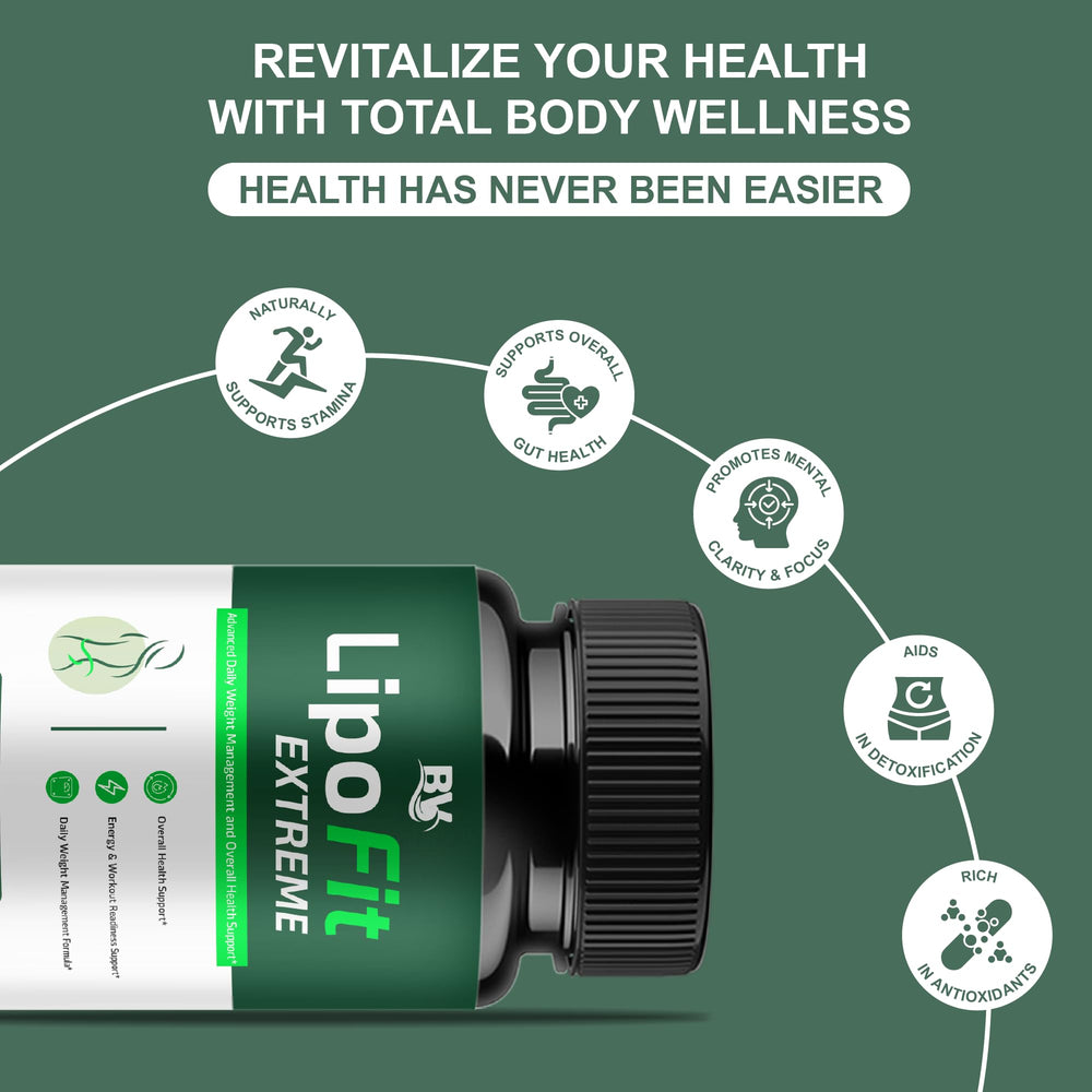 Blue Vibe Lipofit Extreme ingredients panel reveals premium blend for balance.