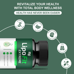 Blue Vibe Lipofit Extreme ingredients panel reveals premium blend for balance.