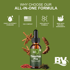 Blue Vibe TinnitusFix amber bottle protects light-sensitive formula.
