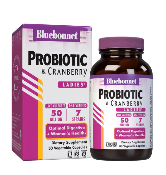 BlueBonnet Advanced Choice probiotic bottle with 50B CFU per serving