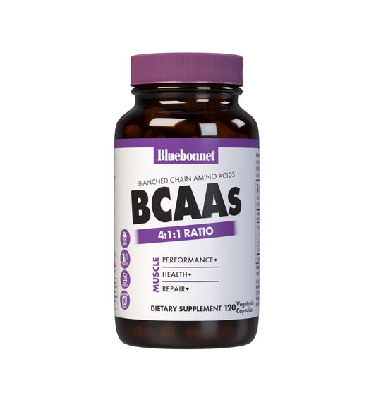 BlueBonnet BCAAs capsules for peak recovery and sustained muscle support during workouts.