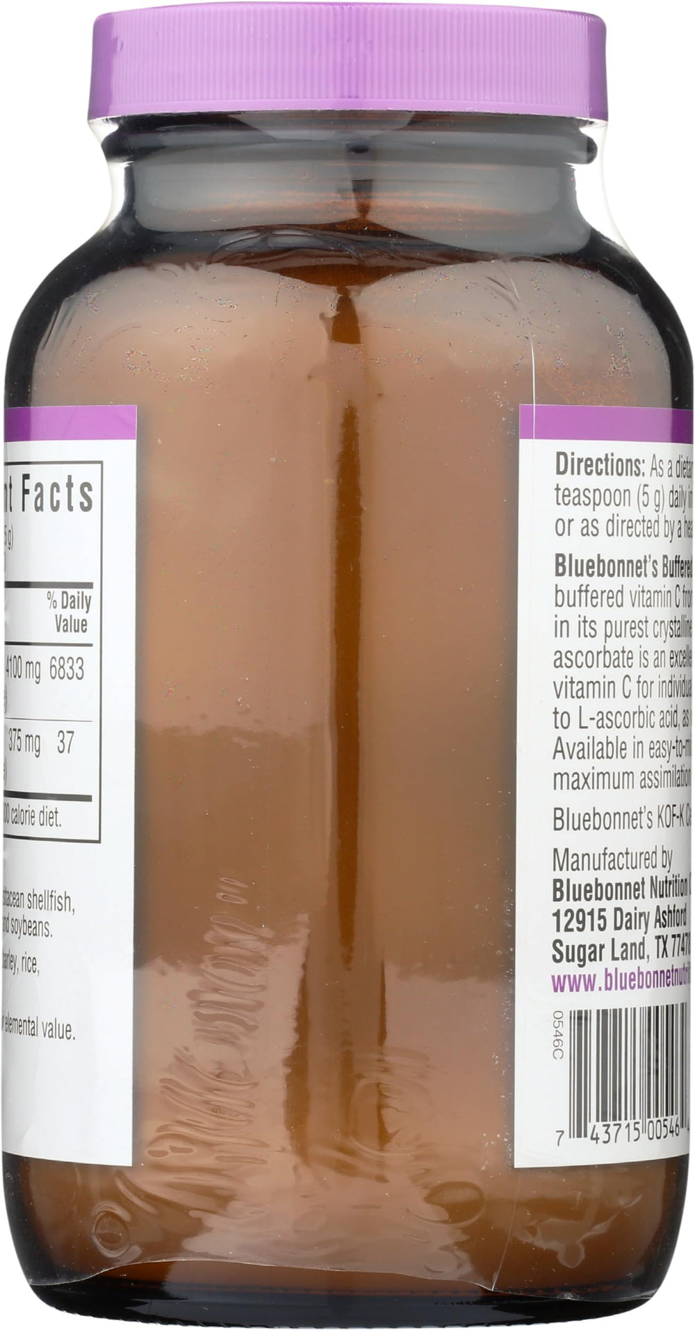 BlueBonnet Buffered C Crystals packaging showing allergen-free formula details