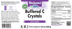 BlueBonnet Buffered C Crystals scoop with label highlights vitamin C benefits