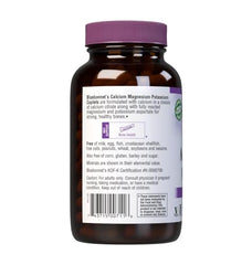 Bluebonnet label close-up with calcium magnesium potassium details and servings