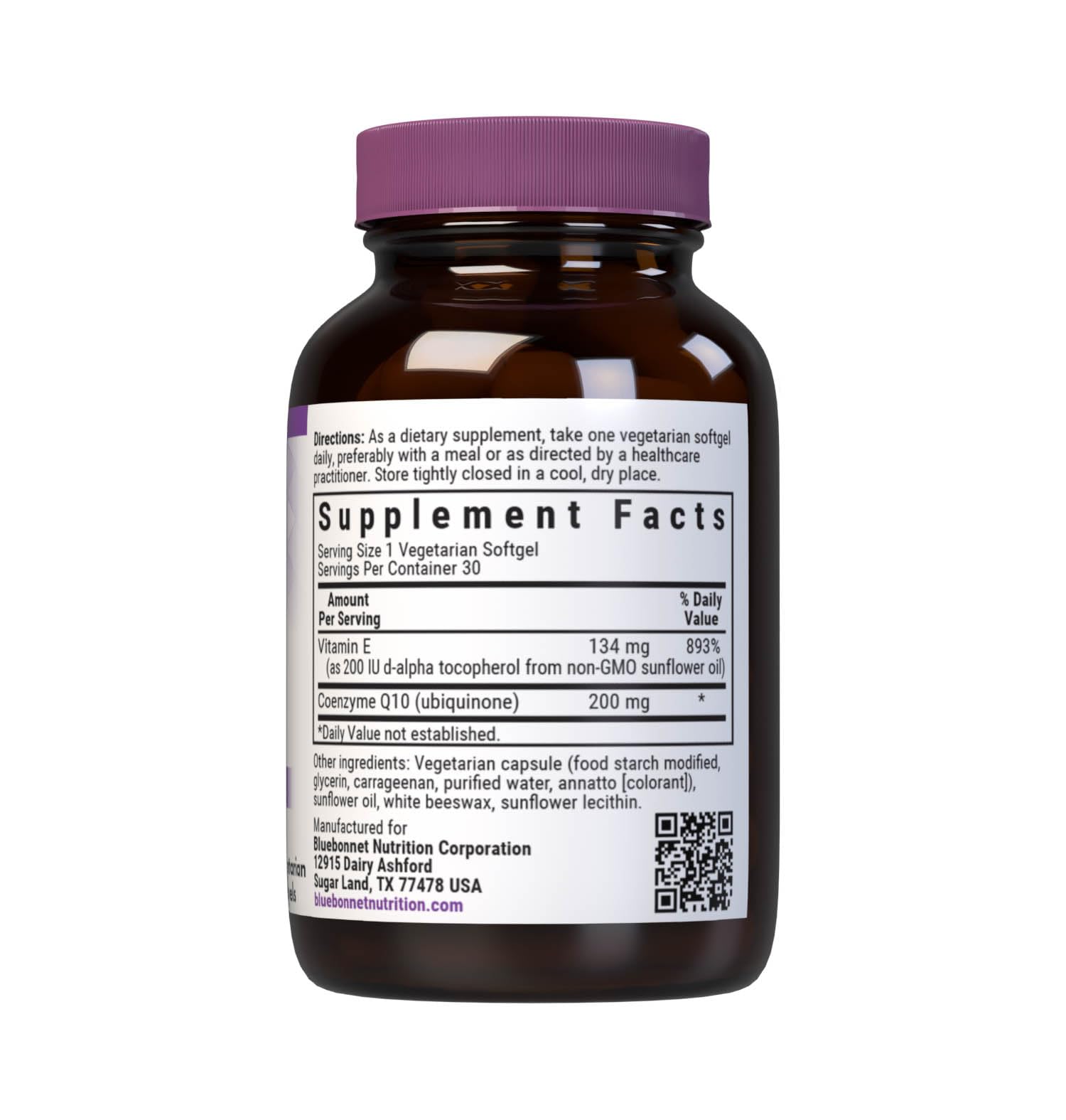 BlueBonnet CoQ-10 softgels closeup shows compact capsules for easy daily dosing.