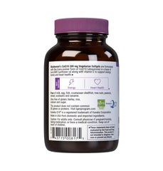 BlueBonnet CoQ-10 vegetarian softgels in a vial presenting a plant-based wellness option.
