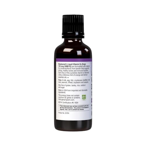 Bluebonnet D3 drops bottle features MCT oil base for smooth delivery.