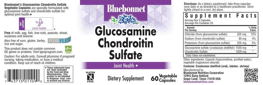 BlueBonnet Glucosamine Chondroitin sulfate capsules pack highlighting daily mobility support.