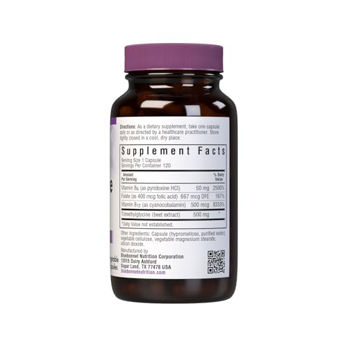 BlueBonnet Homocysteine Formula capsules close-up, showcasing vegan, non-GMO ingredients.