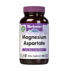 Bluebonnet Magnesium Aspartate bottle with capsules, supports daily mineral balance