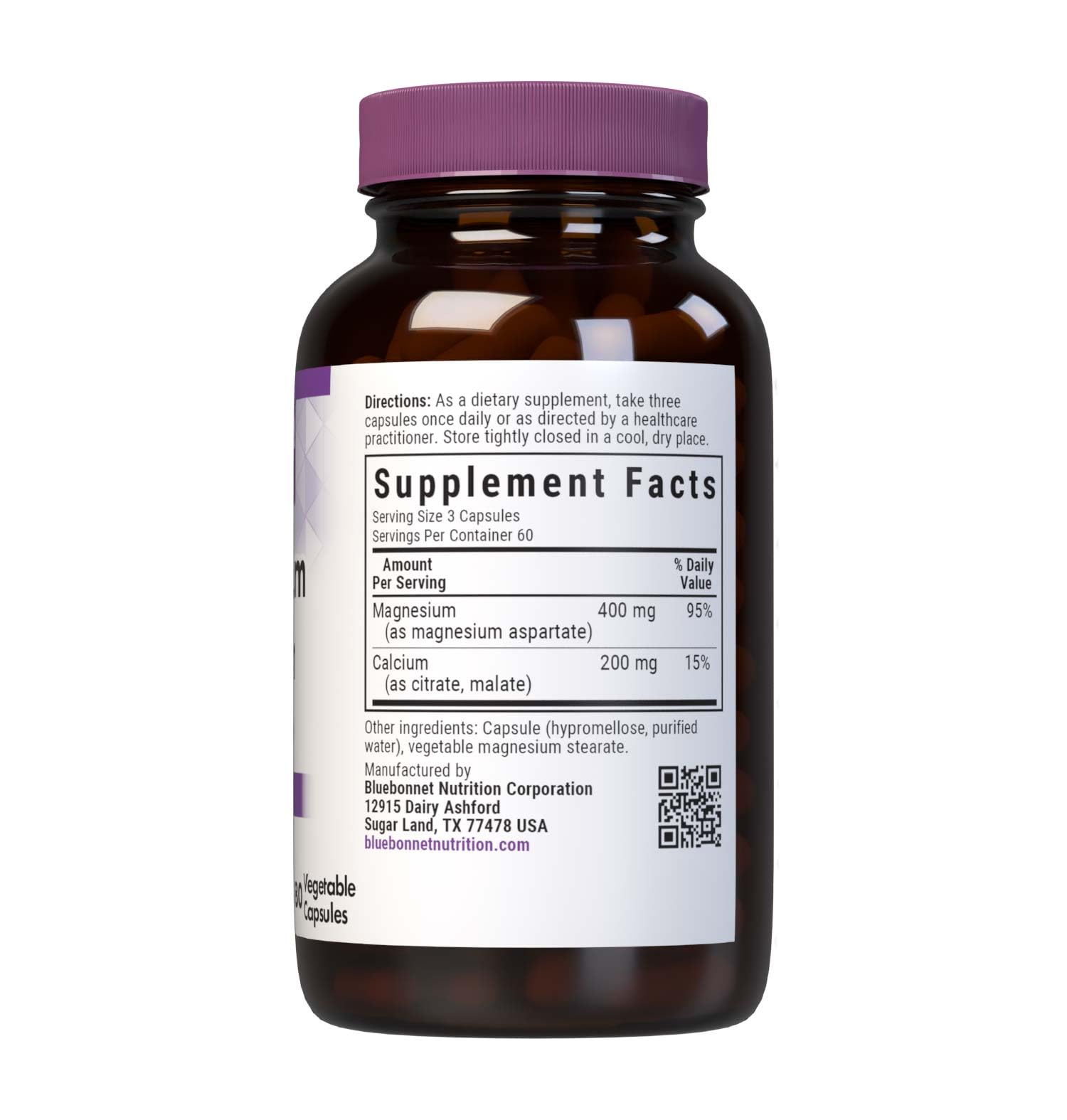 BlueBonnet Magnesium & Calcium 2:1 ratio capsules designed for daily bone health support.
