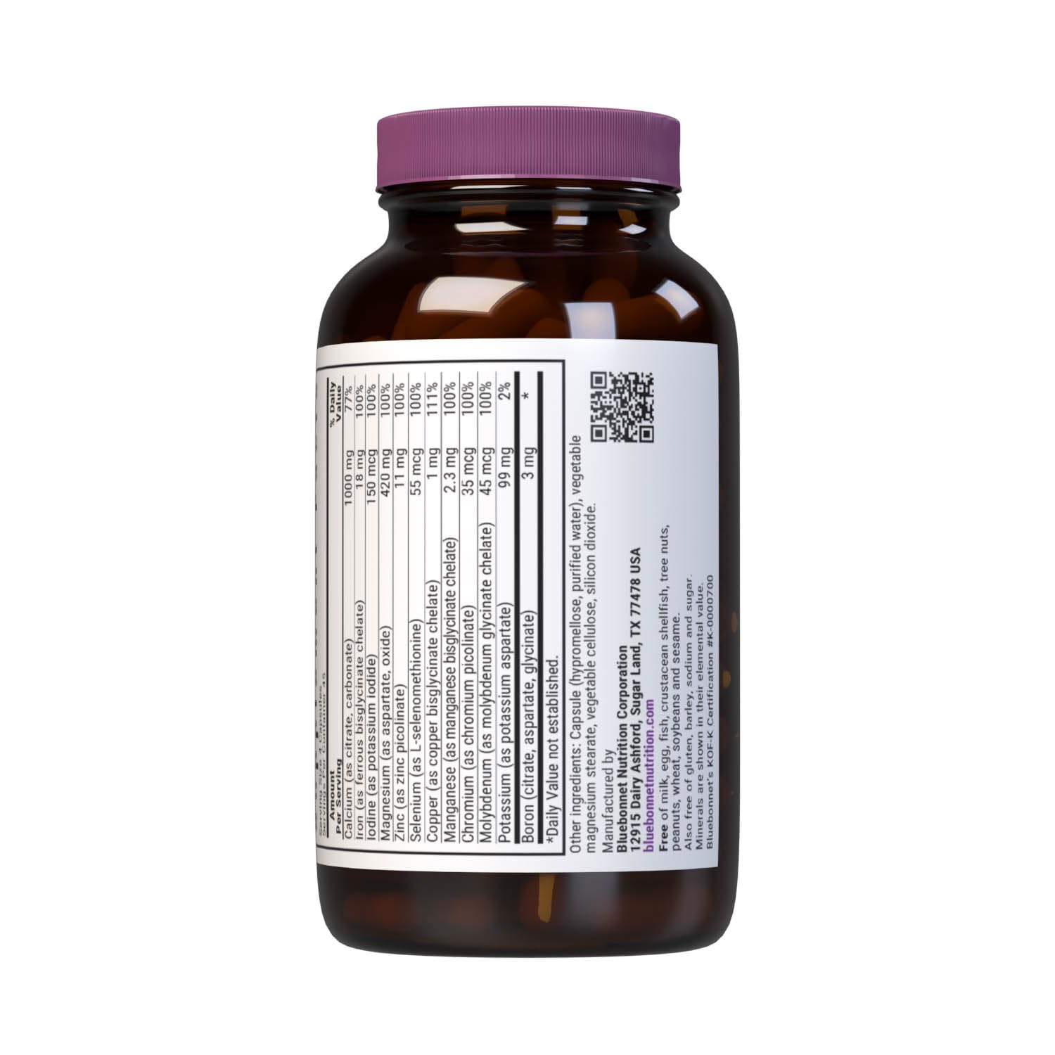BlueBonnet Multiminerals capsules spilling from bottle suggest convenient daily servings.