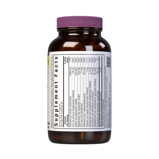 BlueBonnet Multiminerals label highlights chelated minerals and iron for potential absorption support.