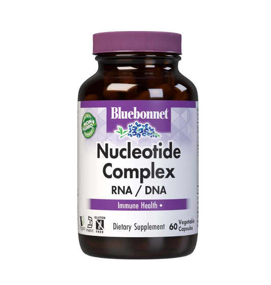 BlueBonnet Nucleotide Complex bottle front view in amber glass for daily wellness